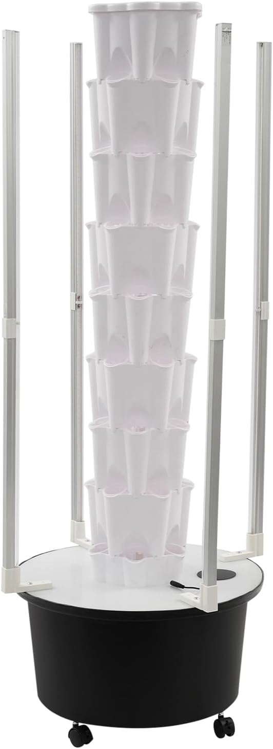 8 Tiers Hydroponic Growing System 3W 48 Holes Portable Vertical Garden Planter with LED Grow Lights &amp 4 Universal Wheels40L Indoor Smart Garden Kit for Herbs Fruits &amp Vegetables