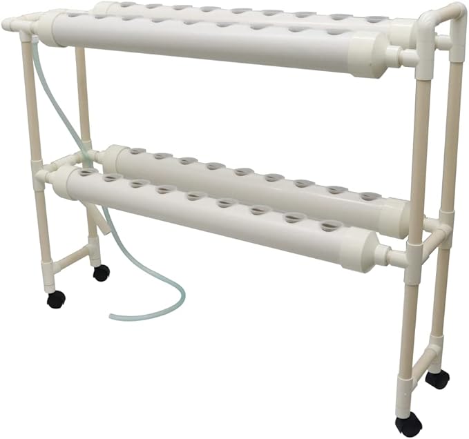 INTBUYING Hydroponic 36 Holes Plant Site Grow Kit Garden System Vegetable Horizonal with Wheel 110V Pump-4 Pipes 2 Layer