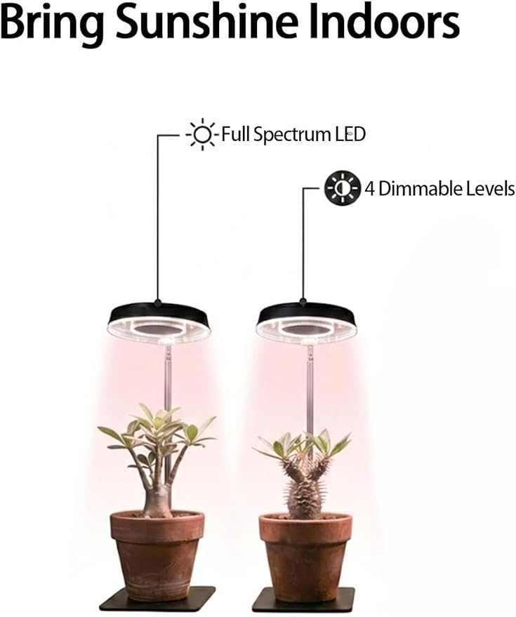 2pcs Full Spectrum Magnetic LED Grow Light by Smeileas Plant Lamp with Detachable Head Adjustable Height 3/6/9H Timer &amp 4-Level Brightness for Seedlings Herbs