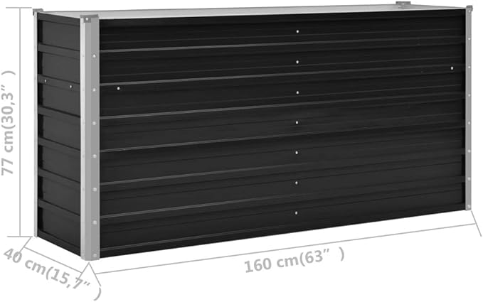 Garden Raised Bed Anthracite 63x15.7x30.3 Galvanized Steel
