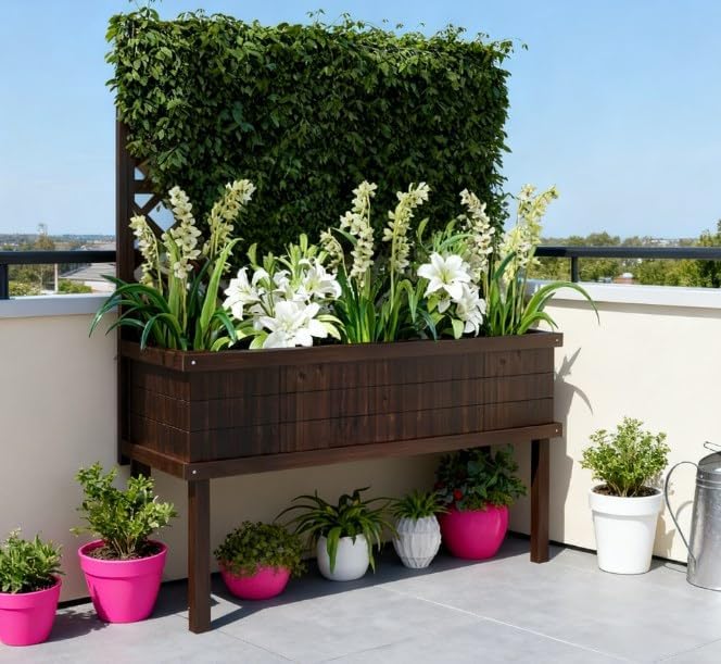 Raised Garden BedElevated Wood Planter with for Climbing Plantswith Legs and Drainage Holes