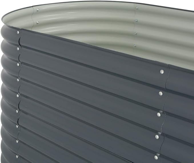Garden Raised Bed 94.4x31.4x31.8 Galvanized Steel Gray