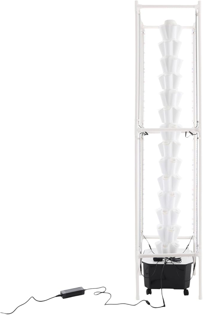 Hydroponic Growing System 70-Plant Vegetable Planter Tower with Lights and Wheels Outdoor Indoor Garden Vertical Planter Germination Kit with Water Pump &amp Intelligent Water Circulation