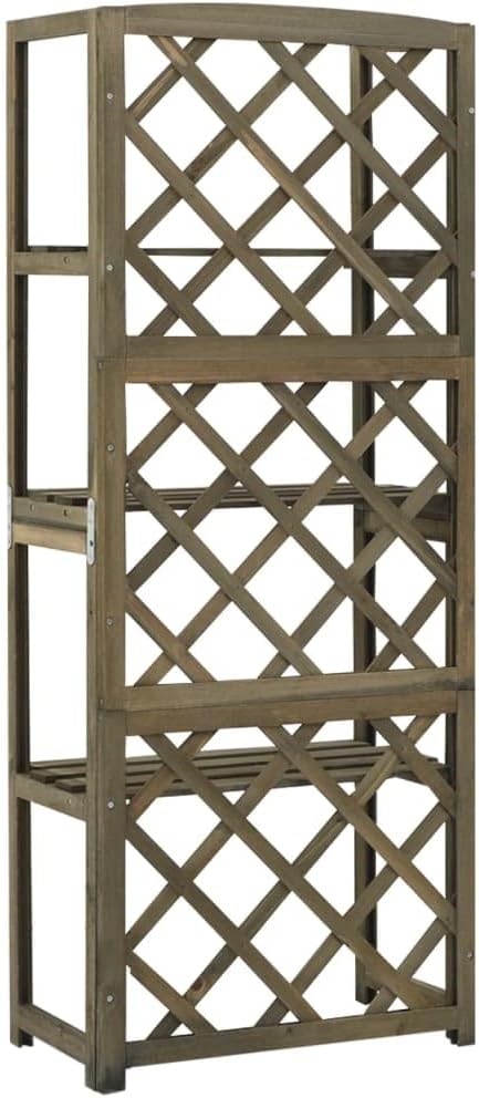 Trellis with 3 Shelves 21.6x11.8x55.1 Solid Fir Wood Planter Raised for Indoor Outdoor Garden Vegetables Flower Herb Plants Bed Elevated Wooden Box Stand for Backyard Patio BalconyGray