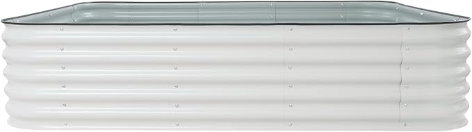 17 Tall Raised Garden Bed Kit 9.35ft x 2ft Planter Raised Beds Planter Garden Boxes Steel Tall Planter Box Raised Beds for Vegetables Flowers Herbs Pearl White (112L x 23.6W x 17H)