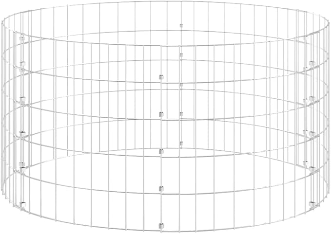 Outdoor Garden Galvanized Steel Circular Gabion Pole Patio Backyard Gabion Basket Cage Planter Stand Garden Gabion Post Raised Bed Fencing Ø39.4x19.7-179