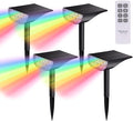 4-Pack Solar-Powered Garden Spotlights Remote-Controlled Color-Changing Led Landscape Lights Waterproof In-Ground Patio Lighting for Yards &amp Outdoor Spaces