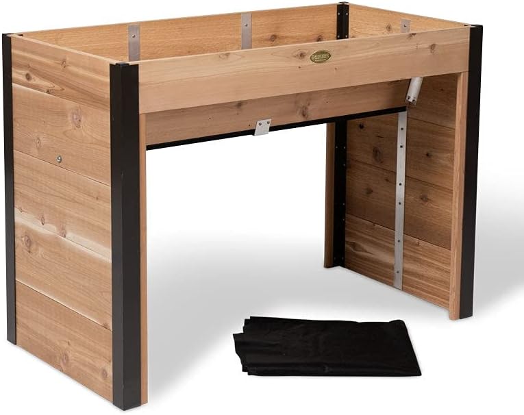 Gardener's Supply Company Wheelchair Accessible Garden Bed | Outdoor Elevated Cedar Planter Bed with Rust-Proof Aluminum Corners
