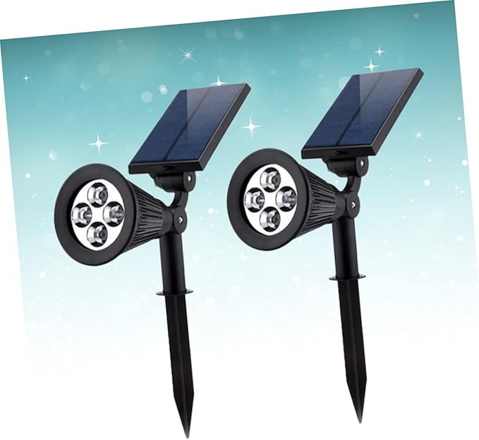 2pcs RGB Solar Spotlights with Led Lights for Outdoor Gardens Patios and Pathways Automatic Dusk to Dawn Operation Durable Ground