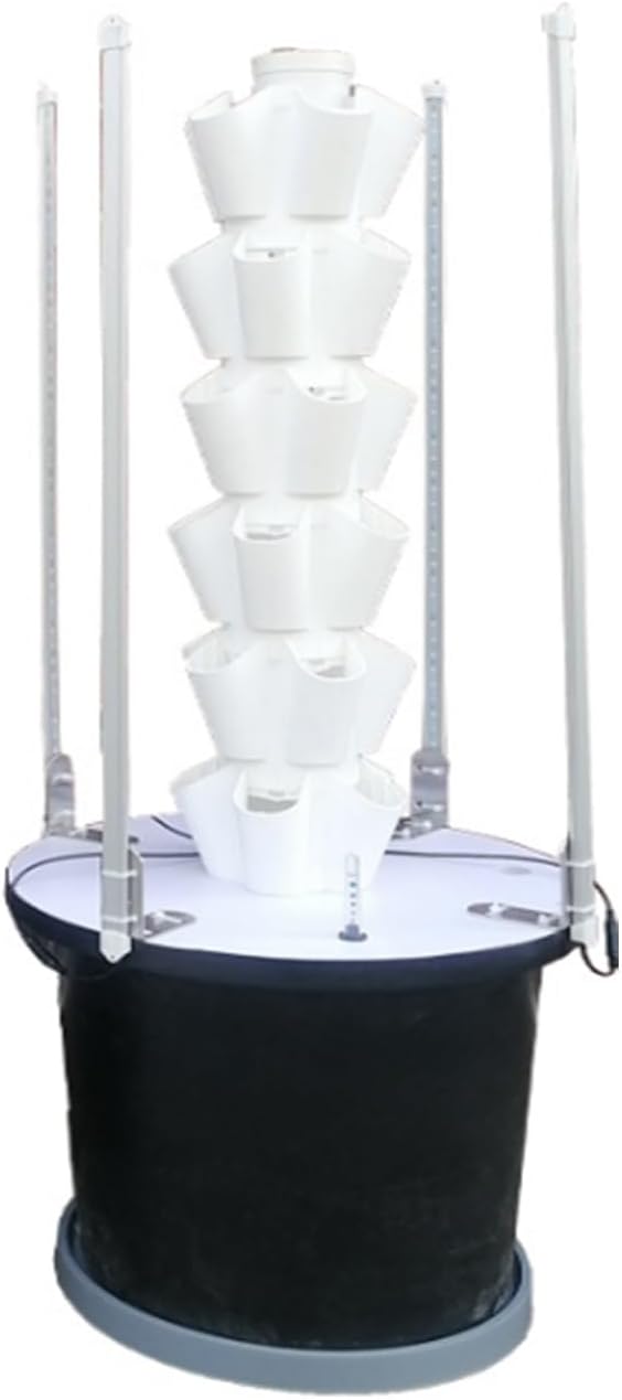 Indoor Garden Hydroponics Growing System Kit Hydroponics Tower with LED Grow Light Soilless Cultivation Waterproof Design for Fruits Vegetables Herb(White6 Layers)