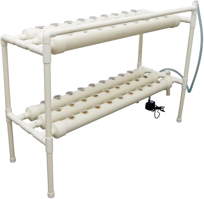 Wall-Mounted Hydroponic Grow Kit 54 Plant Sites Hydroponics Planting System 6 PVC Pipes Hydroponic Gardening Indoor System with 110V Water PumpPlanting SpongeHose