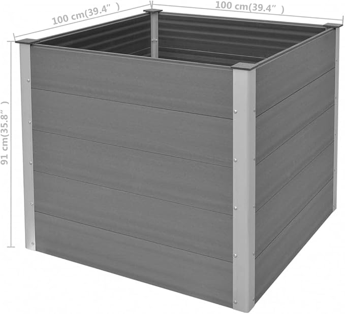 SKM Garden Raised Bed WPC 39.4x39.4x35.8 Gray