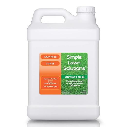 Ultimate 3-18-18 NPK- Lawn Food Liquid Fertilizer- Easy to Use Concentrated Spray- Any Grass Type- Summer &amp Fall Nutrients- Simple Lawn Solutions - Turf Hardiness &amp Root Vigor (2.5 Gallon)