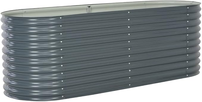 Garden Raised Bed 94.4x31.4x31.8 Galvanized Steel Gray