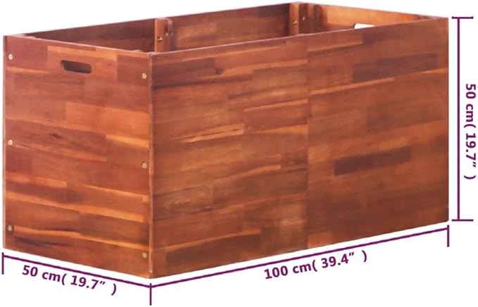 Acacia Wood Garden Raised Bed for Vegetables Flowers and Herbs - Large Outdoor Planter Box for Gardening and Planting 39.4x19.7x19.7