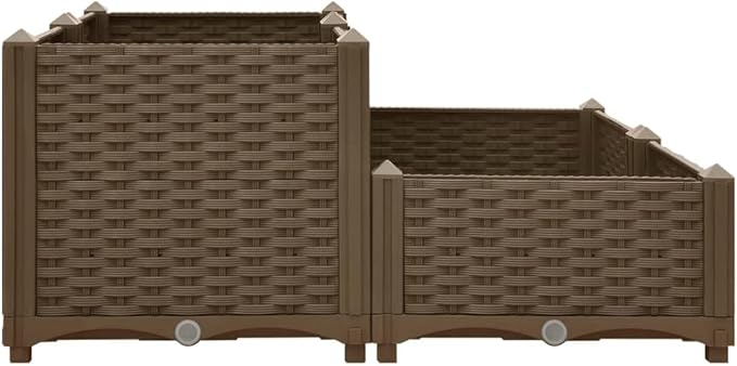 Raised Bed Garden Planter Outdoor Planter Box Natural Plant Pot Suitable for Vegetable Grass Lawn Yard 31.5x31.5x15 Polypropylene