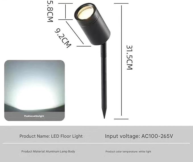 Building Exterior Wall Projector Light Ground-Mounted Insert LED Beam Narrow Spotlights IP66 WaterproofCOB Aluminum Spot Light for House Tree Garden Yard Uplighting(C-White)