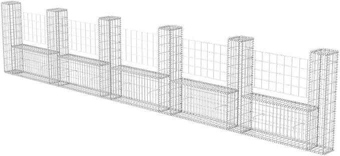 Gabion Basket U-Shape Galvanized Steel 224.4x7.9x39.4 Gabion Raised Bed Gabion Cages Basket Steel Woven Gabion Net for Backyard Garden