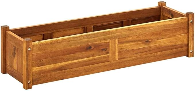 vidaXL 39.4 X 11.8 X 9.8 Durable Acacia Wood Raised Bed in Brown