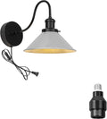 Hook Mounted Plant Light Full Spectrum 4500K 10W Adjusted Light Beam Range 15°-60° Vintage Silver Cone Shade Goose Neck Wall Lamp for Indoor Plants Flowers Growing