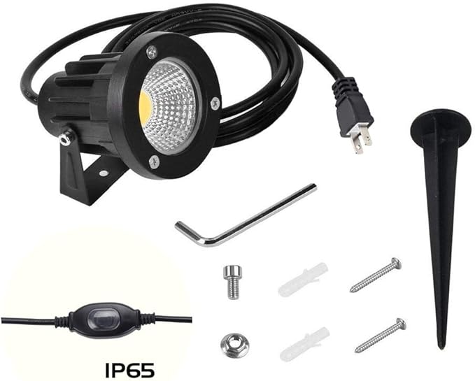 Kiven Outdoor Landscape Lighting 5W Waterproof 3000K Warm White Landscape Lights Come with Spiked Stand for Lawn Garden Landscape Spotlight Along Driveway or Pathways (2 Packs)