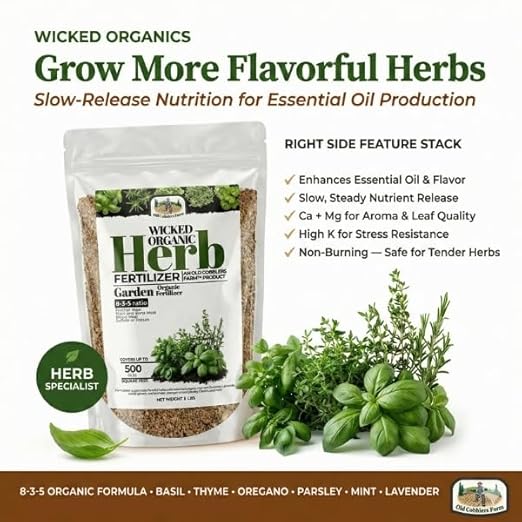Old Cobblers Farm™ Wicked Organics Organic Herb Fertilizer- All-Natural Slow Release Plant Food for Garden Herbs – Supports Healthy Growth Flavor and Soil Vitality (5lbs|10lbs|15lbs|20lbs) (10lb)