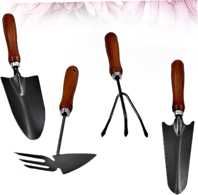 VICASKY 1set Mini Iron Garden Tools Set Thicken Stoving Varnish Shovels for Planting Weeding Cultivating Durable and Lightweight Gardening Tools for Enthusiasts 4pcs