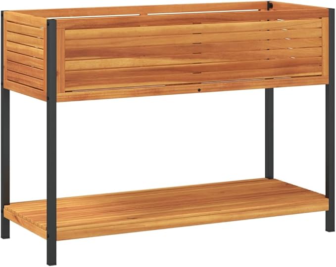 Rectangular Solid Acacia Wood Raised Garden Bed Oiled Finish 17.7 x 43.3 x 31.5 in Durable Planter for Outdoor Plants Indoor Gardening