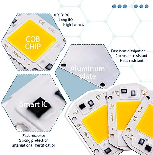 Landscape Lights 10pcs/lot LED COB Lamp Chip 10W 20W 30W 50W AC 220V Smart IC LED Beads DIY for LED Floodlight Spotlight Cold White Warm White LED Street Lamp