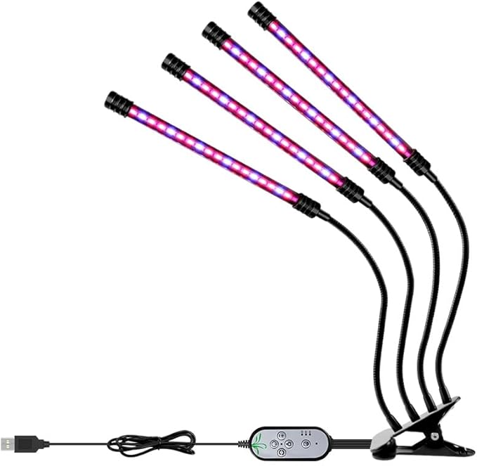 60W LED USB Indoor Desktop Clip Plant Light 5Level Dimmable 5V Flowers Planting Lights Auto On/Off Red Blue Seeds Fill Light 360°Adjustable Angle Vegs Hydroponic Lighting UV/IR Greenhouse Succulent