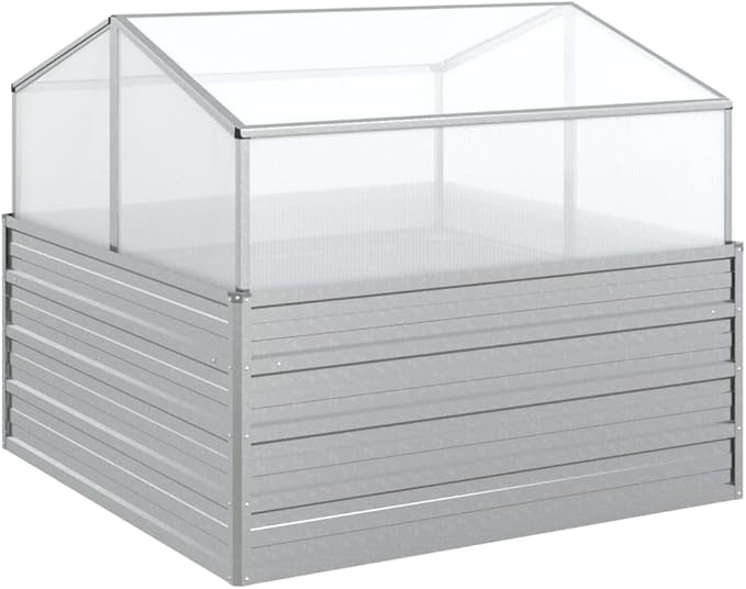 Garden Raised Bed Silver Galvanized Steel Medium Durable Gardening Pots &amp Planters 316882