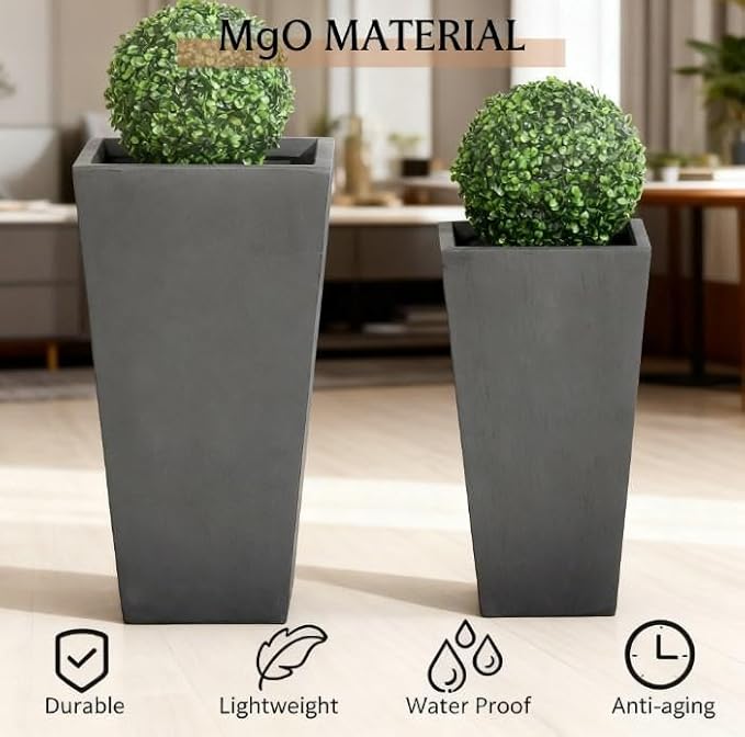Stackable Plant Pot2 Pack Outdoor Planter SetFlower Pots with Drainage Holesfor PorchEntrywayPatioYardGarden