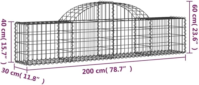 Silver Galvanized Iron Gabion Basket 78.7 x 78.7 x 11.8 in Raised Garden Bed Planter Outdoor Rectangular Metal Frame Flower Bed for Garden Terrace Patio