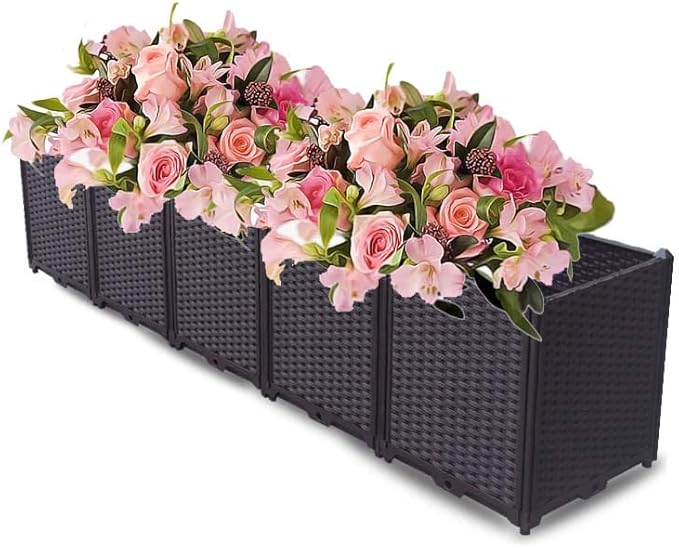 YSUEFIJO Planter Box Outdoor Raised Raised Garden Bed for Vegetables Garden Bed Kit Plastic with Drainage Holes for Flowers Herbs Fruits