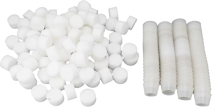 Greensen 100 Hydroponic Net Cups Set Reusable Plastic Hydroponic Plant Basket with Growing Sponges for Vegetable Seedlings Effectively Promote Plant Roots (White)
