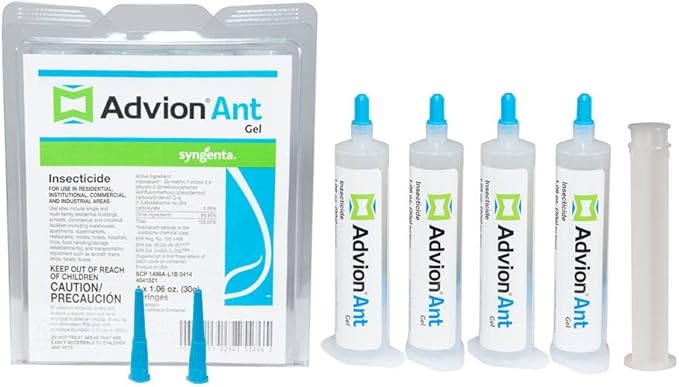 Advion Ant Gel Bait 4 Tubes x 30-Grams 1 Plunger and 2 Tips Effective Ant Bait Formulated with 0.05% Indoxacarb Indoor and Outdoor Use Ant Killer Gel for Control of Most Major Ant Species