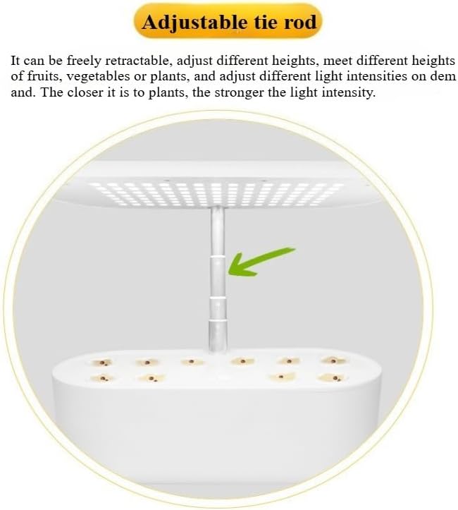 10-Hole Smart Plant Grow Light - Full Spectrum LED Lighting | 3.6L Auto Water/Oxygen Circulation | One-Touch Control | Indoor Vegetable/Fruit Growing Kit | Gardening Essential (Black)