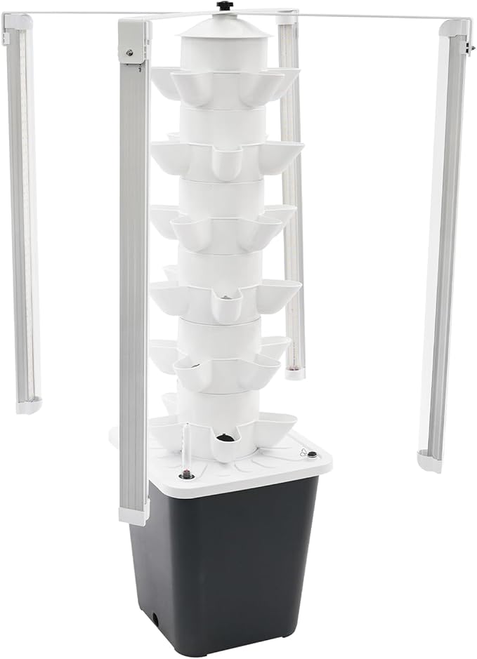 6 Tiers 30 Pods Vertical Hydroponic Tower with LED Grow Light Hydroponic Growing System with Water Pump Indoor Garden Germination Kit for Herbs Vegetables Lettuce Home Balcony Kitchen Use (Black)