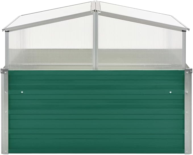 Garden Raised Bed with Greenhouse Outdoor Planting Boxes Suitable for Indoor and Outdoor Flowers and Plants 39.4x39.4x33.5 Green