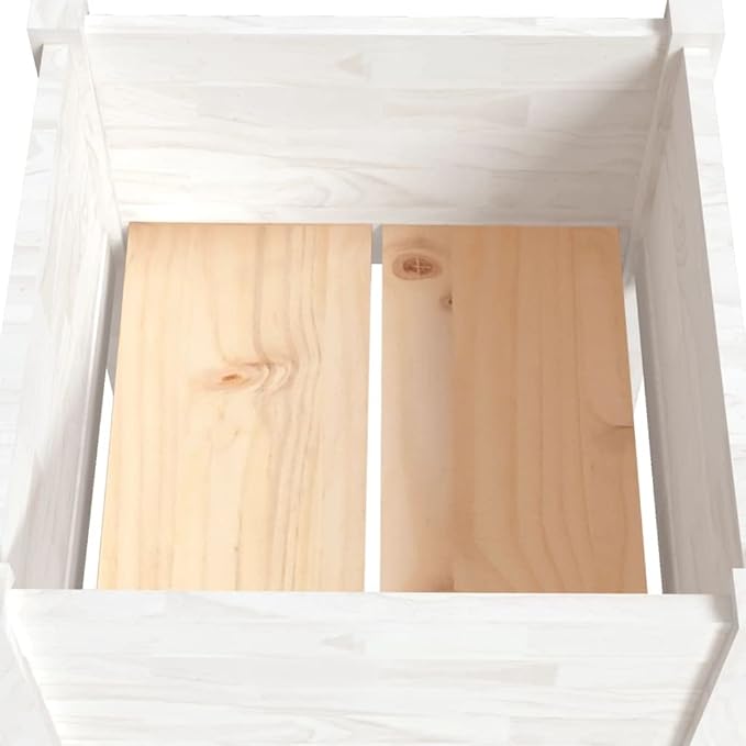 White Tall Square Raised Planter 15.7x15.7x27.6 in Solid Pine Wood Elevated Garden Box for Balcony Patio UV-Treated Outdoor Flower Bed Easy Assembly