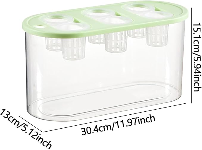 Hydroponics Grower Box Desktop Micro Landscape Tank with 6 Holes Indoor Tabletop Mini Aquarium for Vegetables Plants and Fish- Green