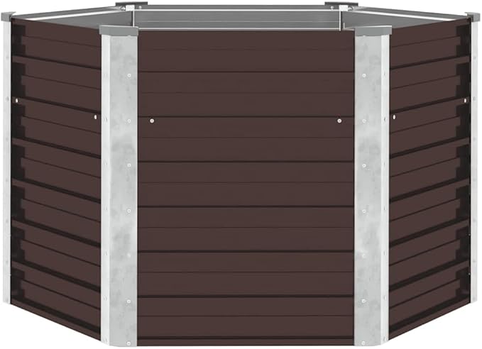 Raised Garden Bed Brown Hexagonal Galvanized Steel Planter 50.8x50.8x30.3 inch Outdoor Planter Box for Vegetables Flowers Herbs Heavy Duty