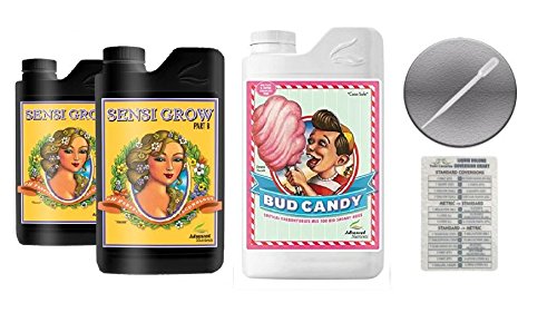 Advanced Nutrients Sensi Grow A &amp B 1 Liter &amp Bud Candy 250mL Bundle with Conversion Chart and 3mL Pipette