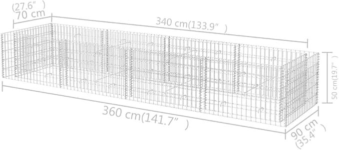 SKM Gabion Raised Bed Steel 141.7x35.4x19.7