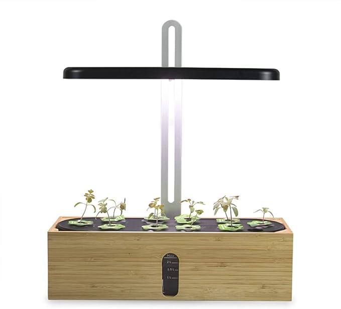 Indoor Gardening Kit Hydroponics Growing System Kit W/LED Plant Grow Light Smart Hydroponics Garden Lights Sprout LED Light Nature Bamboo e Nutrients Seeds Not Included