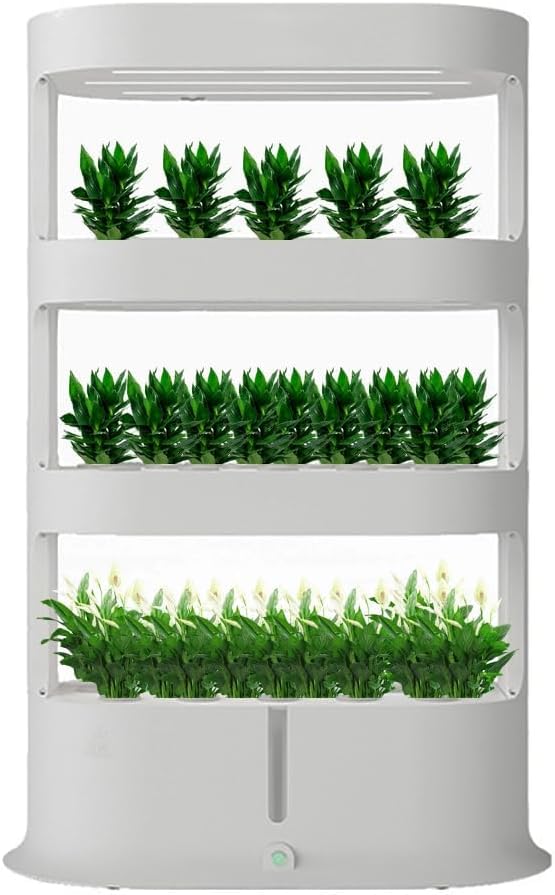 COYEUX Indoor Hydroponics System Automated LED Grow Lights Hydroponic Growing System with Remote Control for Herbs Fruits Vegetables White