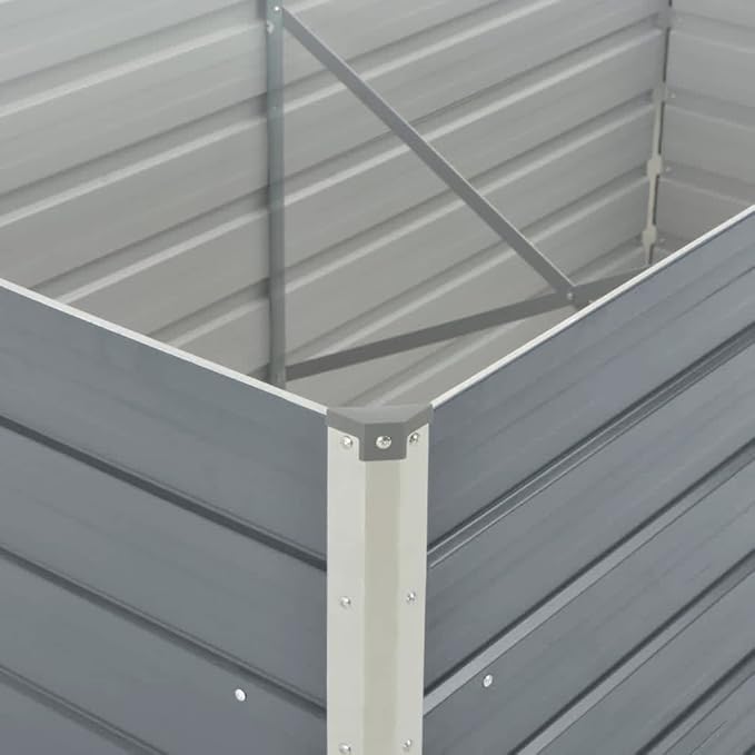 Raised Garden Bed 63x31.5x17.7 Galvanized Steel Gray