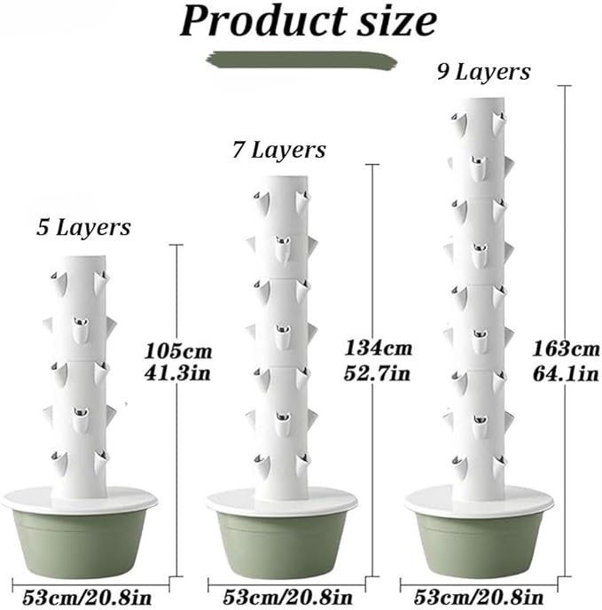 Indoor hydroponics Growing System Vertical Garden Planter Indoor Smart Garden Kit Auto Water Circulate Hydroponics Tower for HerbsFruits and Vegetables(Black5 Layer)