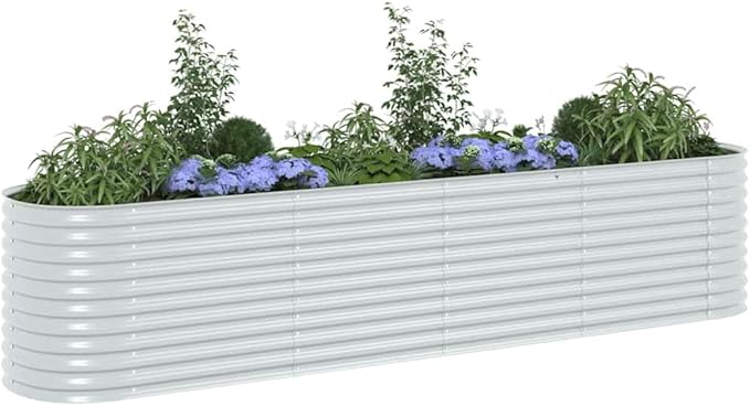Galvanized Steel Raised Garden Bed - 157.5x31.5x31.9 Silver Metal Planter Box for Outdoor Gardening Flower and Plant Growing