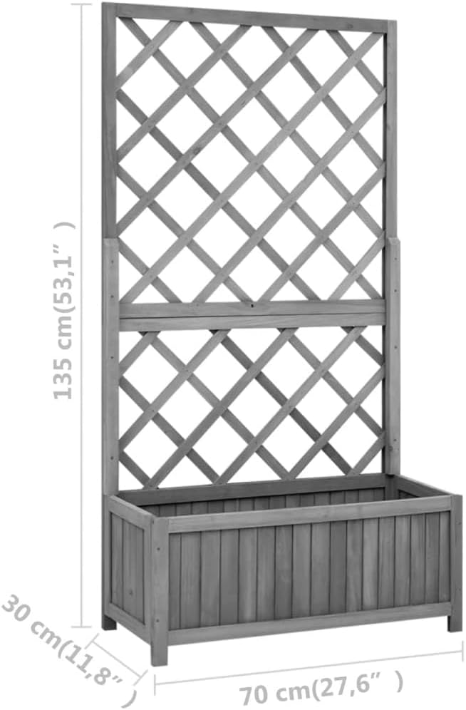 Garden Trellis Planter Raised Garden Bed Trellis for Climbing Plants Outdoor Suitable for Backyard Patios Flowers Restaurants Black 27.6x11.8x53.1 Solid Firwood